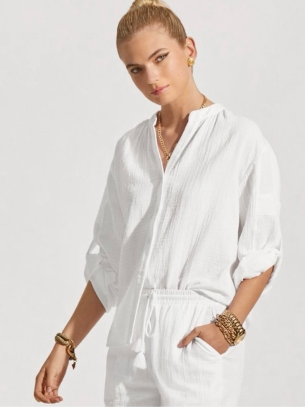 CABI #6204 Getaway White Shirt Size M